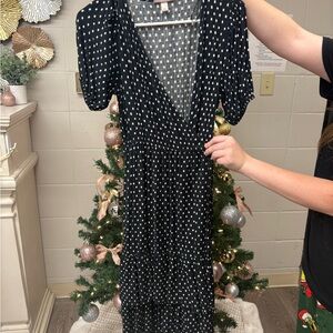 Knox Rose Black and White Patterned Midi Dress